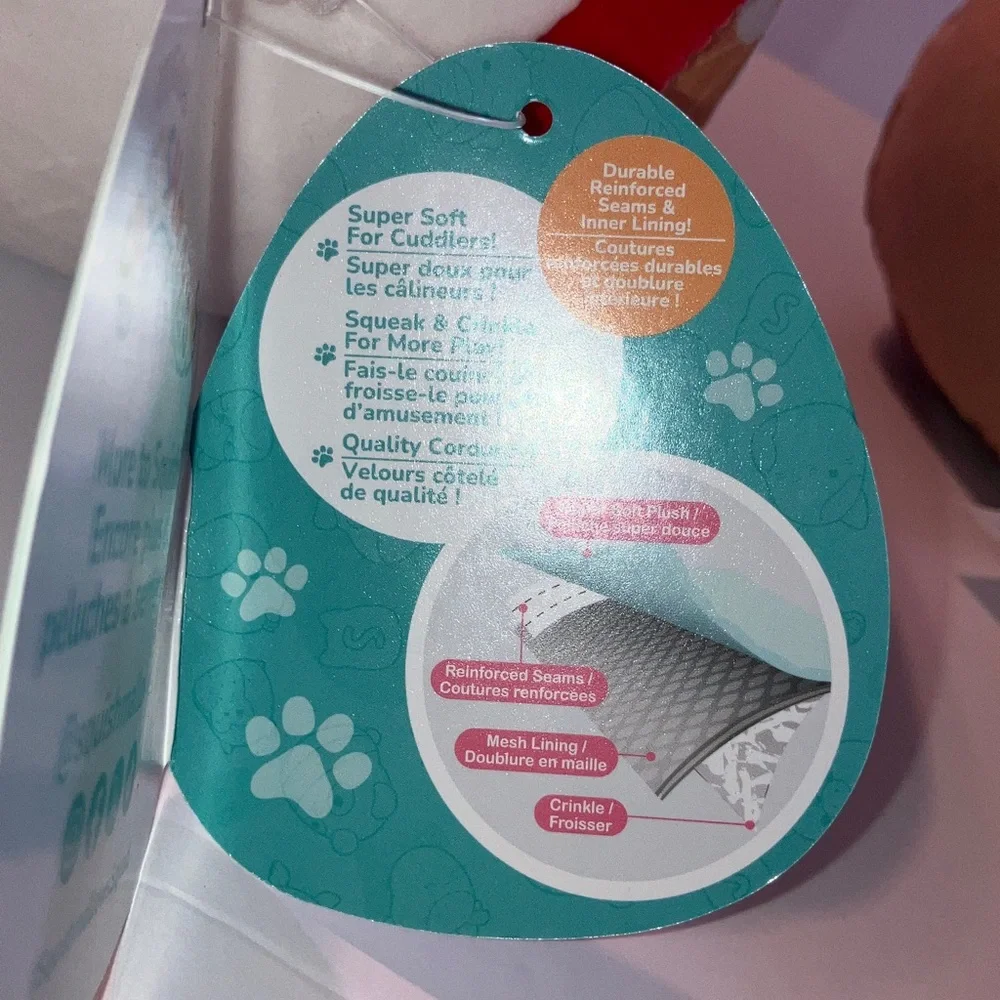 Squishmallows Raisy & Olexa 8” Squeak‎ & Crinkle Dog Toy